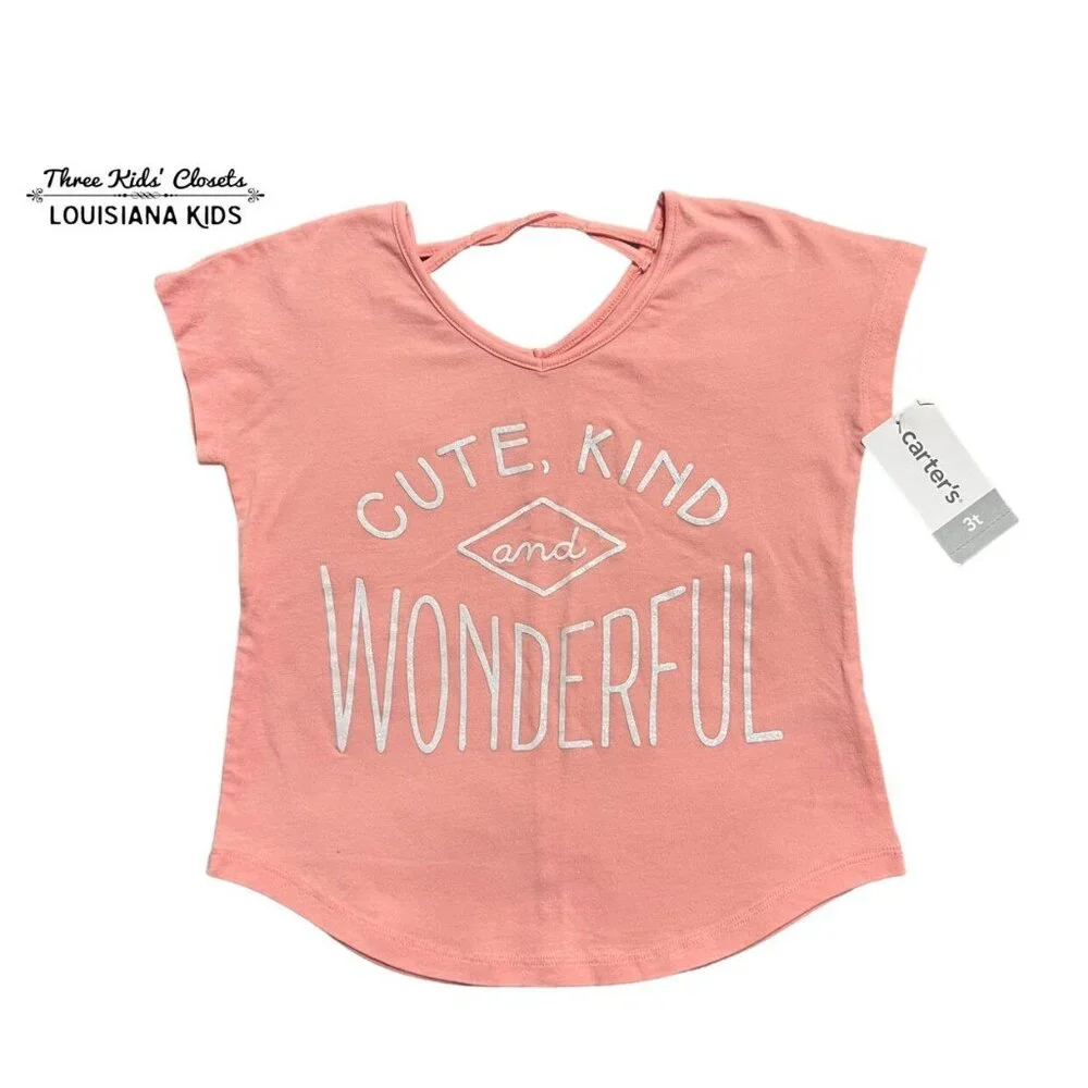 NEW Carter's 3T Coral Cute Kind Wonderful Shirt